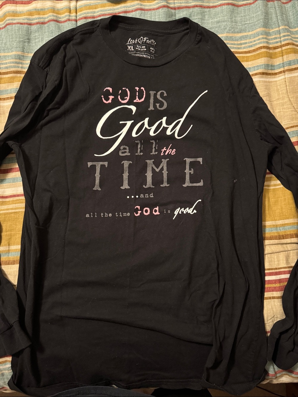 Love & Faith Women’s Black Long Sleeve Tee - "God Is Good" Graphic